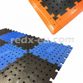 Folding recycled plastic floor tiles